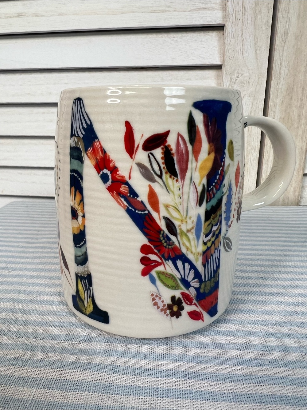 Anthropologie Floral 'N’ Starla Halfmann Ceramic Mug Initial